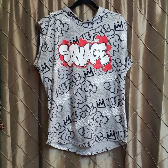 EUC- RARE OG Legend 'Savage' Sleeveless Hoodie - Picture 1 of 4